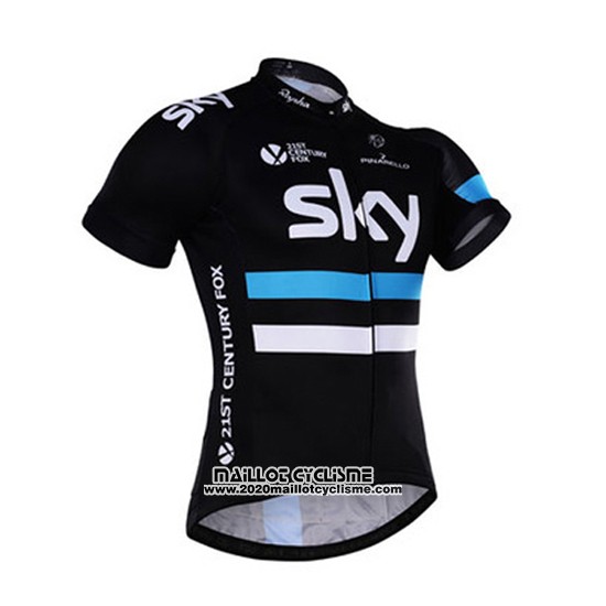 2016 Maillot Ciclismo Sky Blanc et Noir Manches Courtes et Cuissard